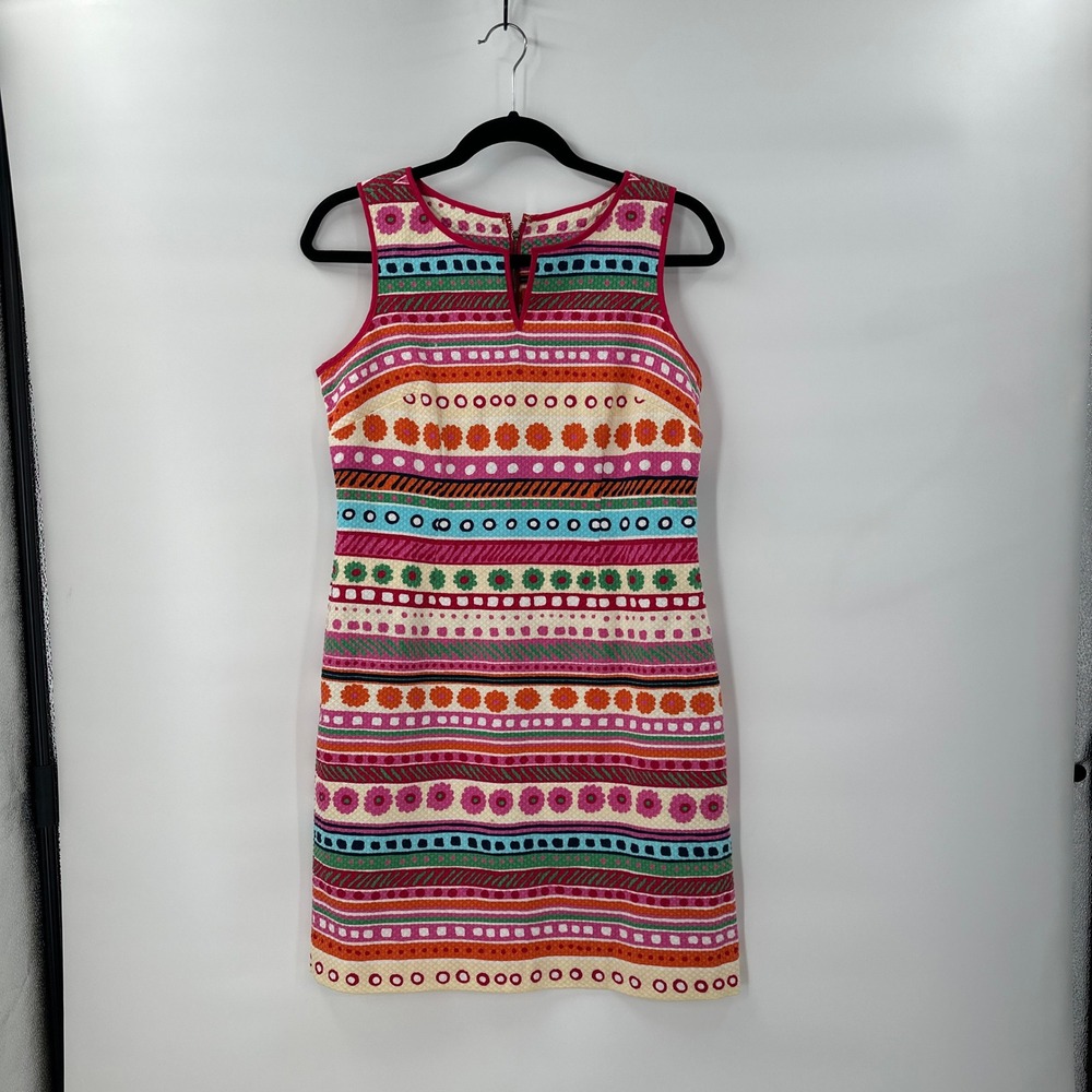 Coastal Boho Geometric Shift‎ Dress Small Sleeveless Summer Travel